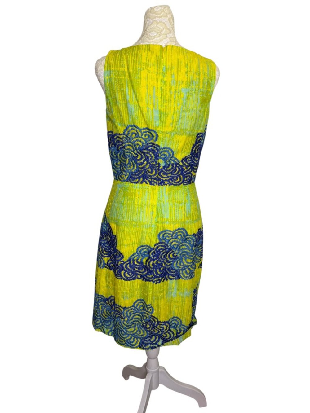 Tabitha Anthropologie Ajna Dress Stitched Sheath Embroidered Blue Green 2 - Picture 7 of 10